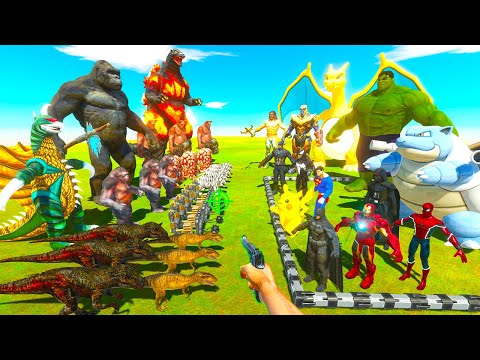Kong & Godzilla vs Giant Hulk & Marvel Super Heroes - Animal Revolt Battle Simulator