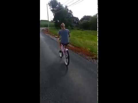2015.08.22 Avery Riding the Beach Cruiser on Dorney Road