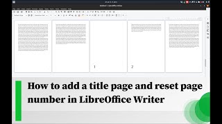 How to add a title page and reset page number in LibreOffice Writer