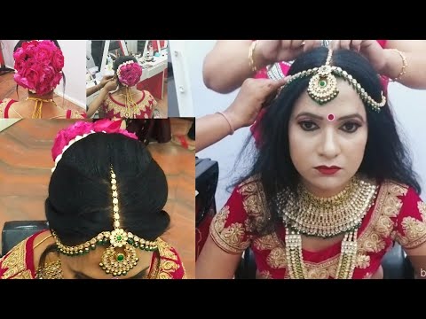 real bride hairstyle and Tikka setting (step by step)🤗😍