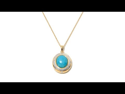Technibond DiamondAccent Turquoise Pendant with 18" Chain