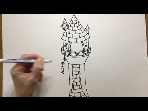 How to draw Rapunzel's tower