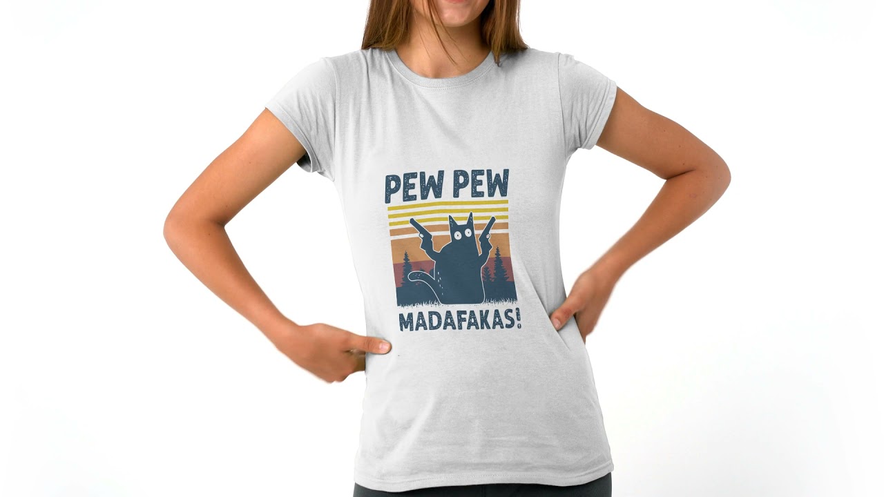 Cat Pew Pew Madafakas T-shirt Femme Classique