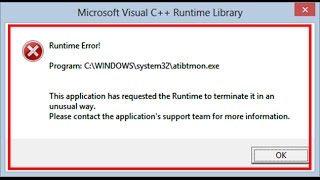 How to fix Runtime Error-atibtmonexe in windows 8/