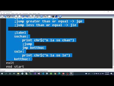 Bài 3: Cấu truc điều khiển rẽ nhánh, lặp trong assembly