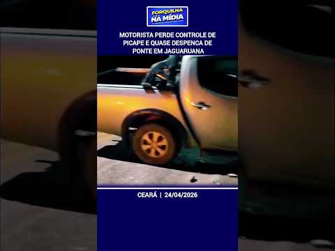 Motorista perde controle de picape e quase despenca de ponte em Jaguaruana