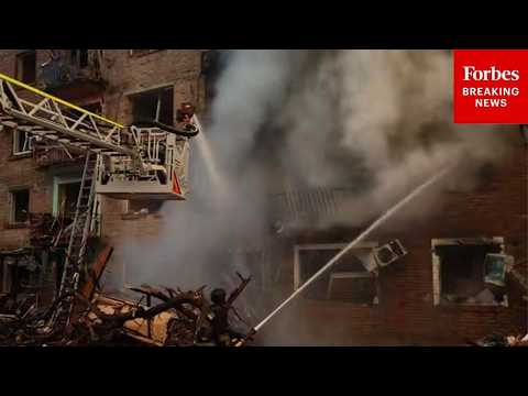 Russian Strikes On Kyiv, Ukraine Leave Fires And Smoke In Aftermath Of Destruction