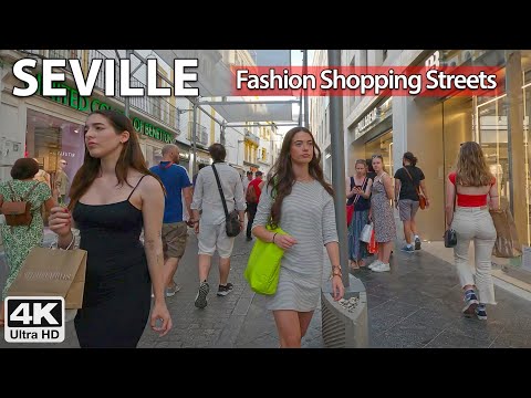 👠Seville's Fashion Shopping Streets 🛍️ 4K Virtual Walking Tour, Spain