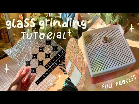 Glass grinding tutorial for stained glass beginners, showing bit sizes and water-feed technique