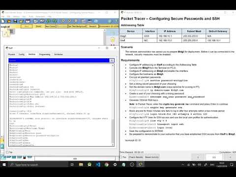 11.2.4.5 Packet Tracer – Configuring Secure Passwords and SSH