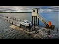 DRONE FILMS UBER TAXI PARTING THE SEA AND GETS STUCK ON HOLY ISLAND CAUSEWAY