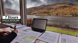 7+ HOUR STUDY WITH ME on A RAINY DAY 🎓  Scottish Highlands | Pomodoro 