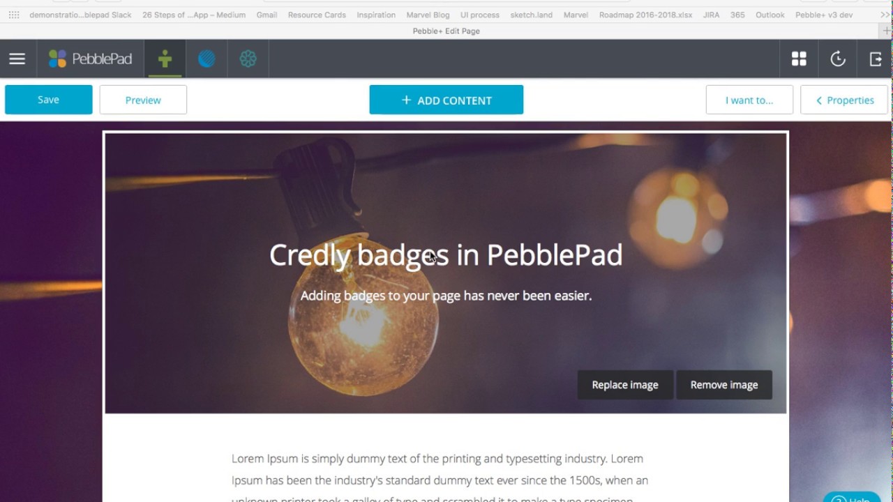 Credly badges in PebblePad
