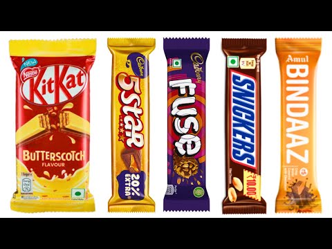 Kitkat vs 5Star vs Snickers vs Cadbury Fuse vs Amul Bindaaz choclate unboxing review #chocolate