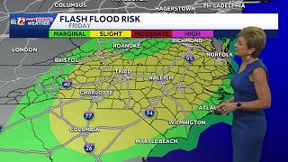 Flash flood risk late Friday, isolated severe storms possible too in North Carolina