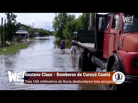 Gustavo Claus - Bomberos de Curuzú Cuatiá  -  Tras 160 milímetros desbordaron tres arroyos