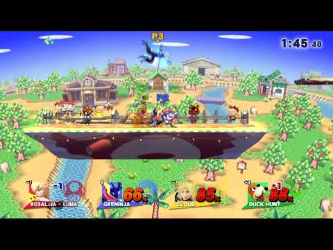 SmashFest X - Hardcore: Eric (Rosalina), Brian (Greninja), Robert (Cloud), Sam (Duck Hunt) Rd 2