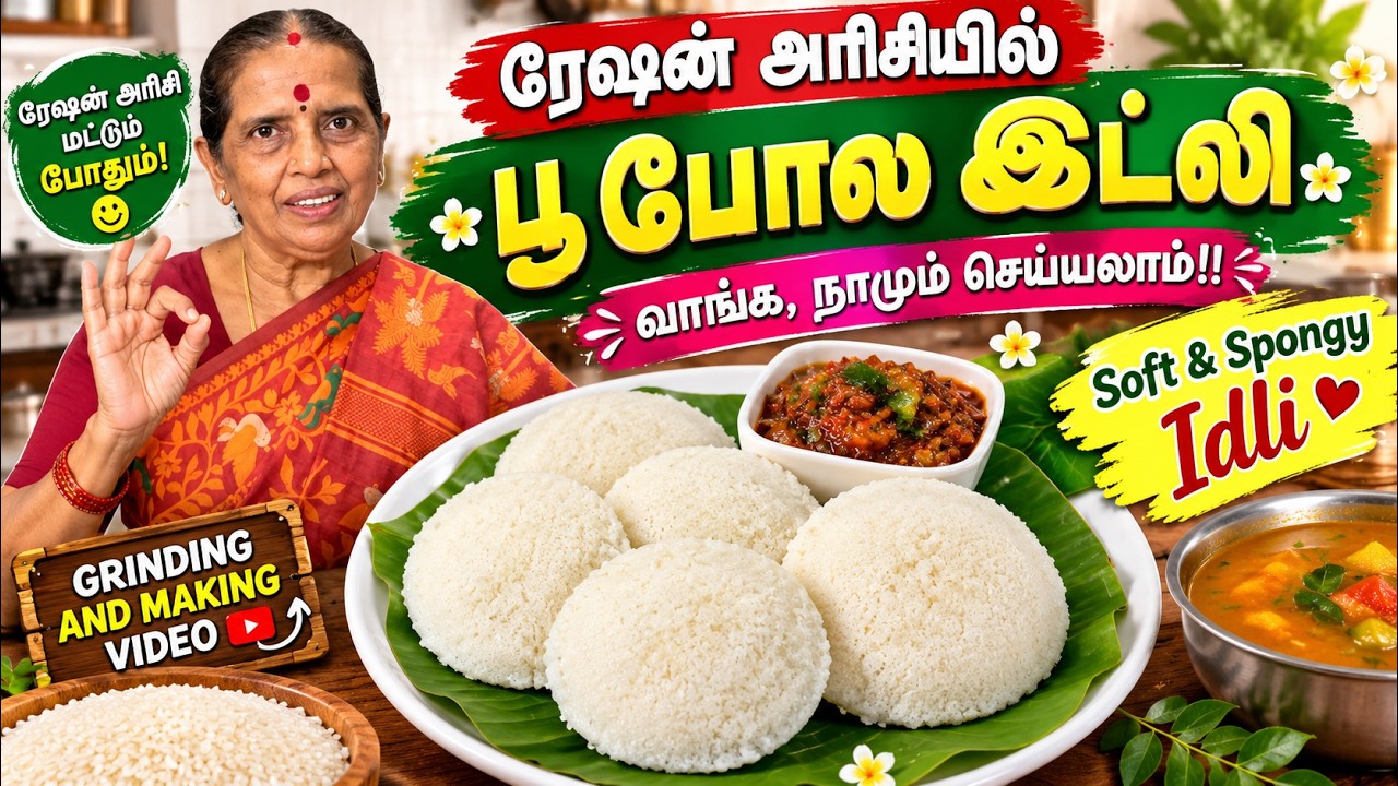 🌸ரேஷன் அரிசியில் பூ போல இட்லி😍|வாங்க, நாமும் செய்யல?