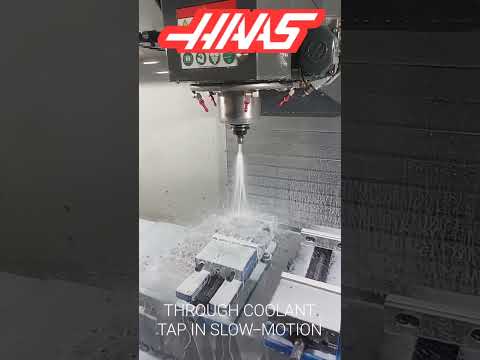 HAAS VF4 CNC MILL THROUGH COOLANT TAP IN SLOW-MOTION ASMR COOL VISUALS 😎