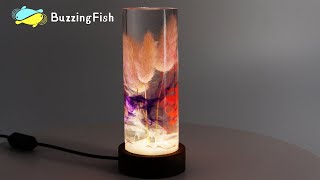🏮 Night Lamp With Epoxy Resin and Bunny Tails Grass | Resin Art 🏮