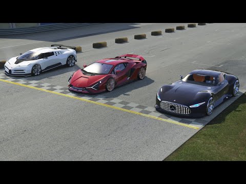 Mercedes-Benz AMG Vision GT vs Bugatti Centodieci  vs Lamborghini Sian at Monza Full Course
