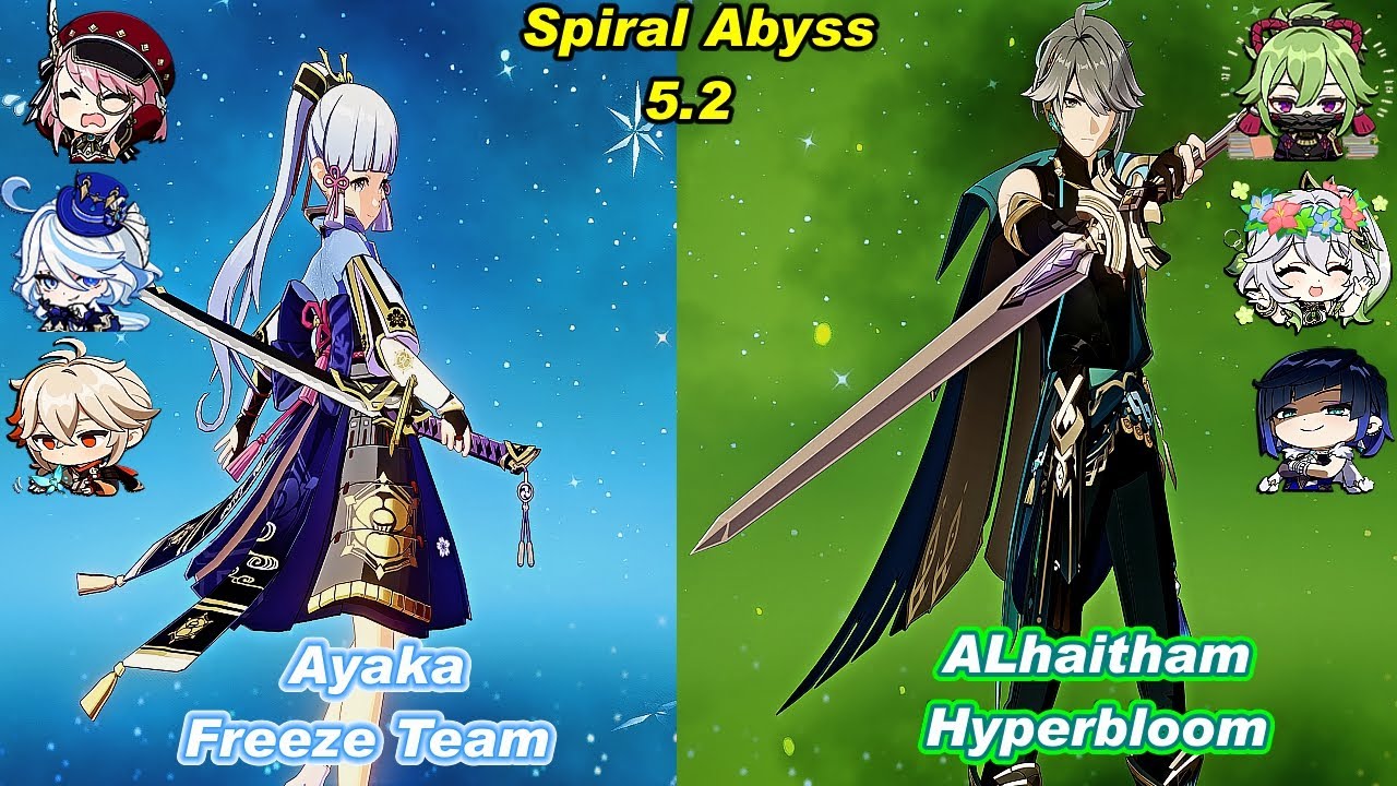 (5.2) C0 Ayaka Freeze Team & C0 ALhaitham Hyperbloom Spiral Abyss Floor 12 Full Star - F2P