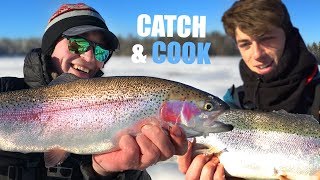 Arctic CATCH & COOK ft. Jon B - Ice Fishing for Rainbow Trout & Arctic Char