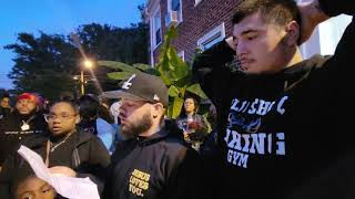 Dusty Harrison-Hernandez at Dad's Candlelight Vigil Days after his Murder.