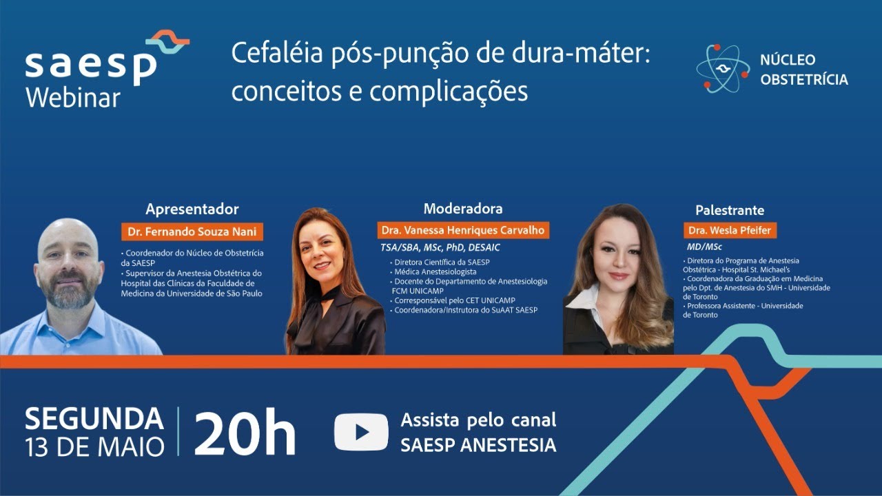 SAESP Webinar | Cefaléia pós-punção de dura-máter: conceitos e complicações