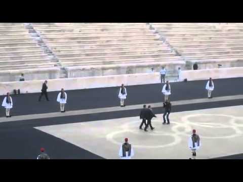 Mobile Camera Operator on Handover ceremony Olympic flame for Sochi 2014