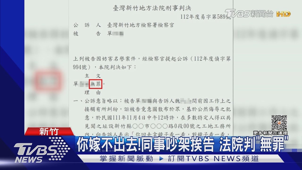 你嫁不出去!同事吵架挨告 法院判「無罪」