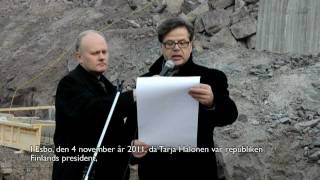 preview picture of video 'Suomen luontokeskus Haltian peruskiven muuraus'