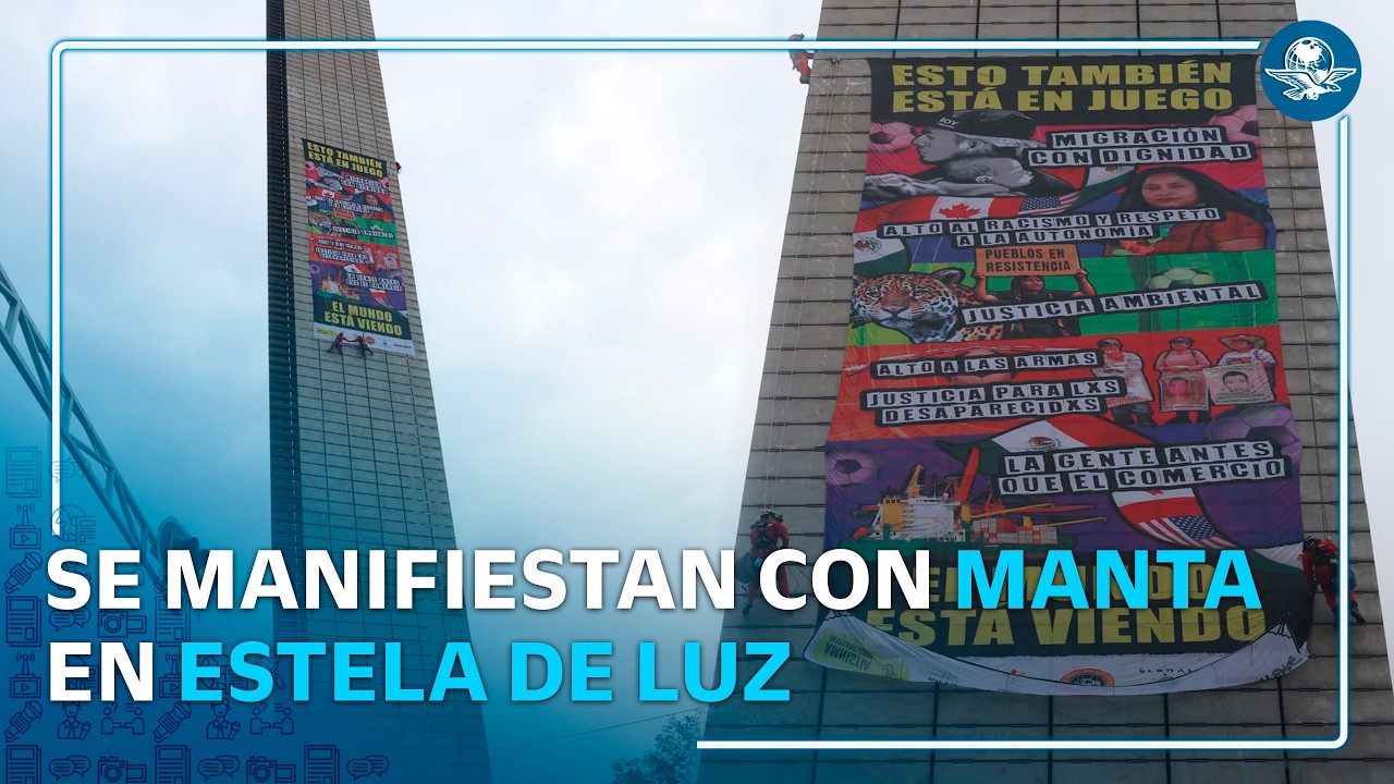 Greenpeace protesta en CDMX por Mundial 2026 y desaparecidos en México