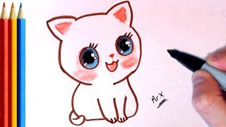 (fast-version) How to Draw Kitten (Super Cute Eyes) Step by Step Tutorial