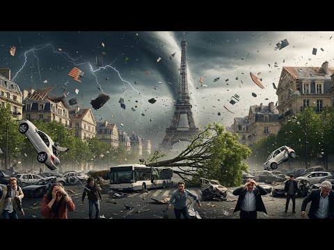 Chaos in France Today! Giant Storm Tornado Destroy Homes, Cars in Paris