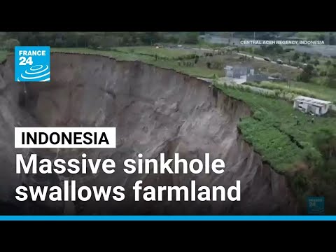 Massive sinkhole swallows farmland in Indonesia • FRANCE 24 English