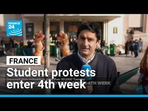 French protests enter 4th week: Demonstrations backing students gather strength