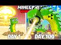 I Survived 100 Days As A NUCLEAR WORM In HARDCORE Minecraft
