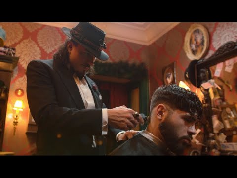 Low fade, Italian style, gentleman haircut, done by master barber in old barbershop, ASMR