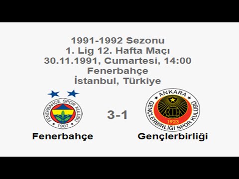 Fenerbahçe 3-1 Gençlerbirliği 30.11.1991 - 1991-1992 Turkish 1st League Matchday 12 (FB's) (Ver. 3)