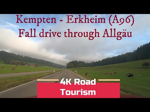 Driving Germany: St2055 & St2011 Kempten - Erkheim (A96) - 4K fall drive through Allgäu