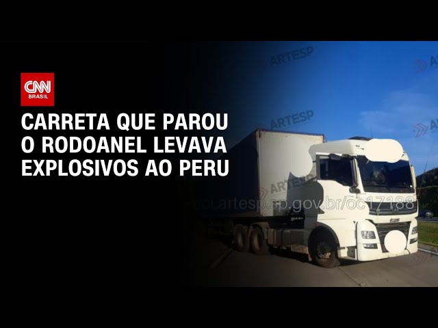 Carreta que ficou atravessada no Rodoanel fez entrega de explosivo no Peru | CNN NOVO DIA