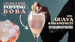lychee and rose popping boba NA cocktail for summer