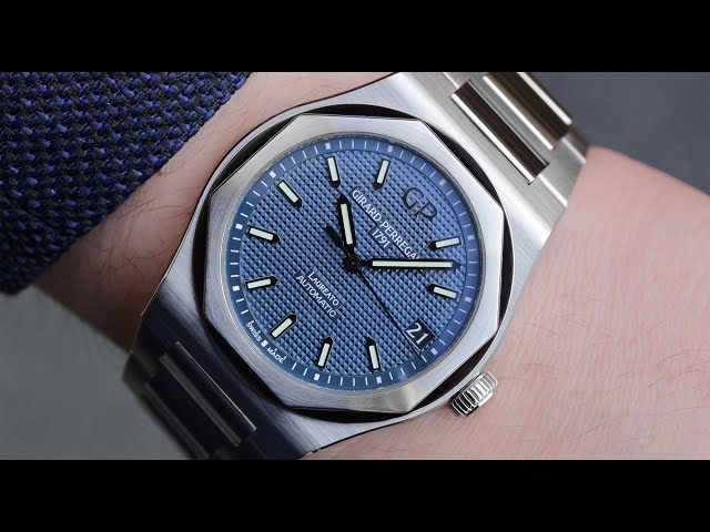 Vídeo relacionado con PNESHGTT Compatible con correa de reloj cocodrilo GIRARD-PERREGAUX LAUREATO 81010,81020(BLUE)