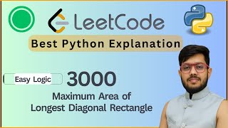 YouTube video 'Leetcode 3000. Maximum Area of Longest Diagonal Rectangle | Geometry & Math | Python Solution'