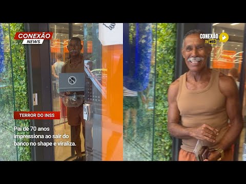 Vídeo: Pai de 70 anos impressiona ao sair do banco no shape e viraliza.