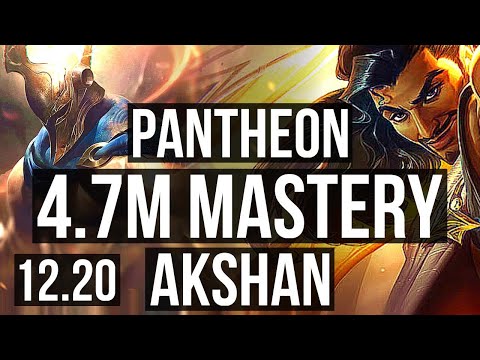 PANTHEON vs AKSHAN (TOP) | 4.7M mastery, 1000+ games, 12/3/9, Godlike | KR Diamond | 12.20