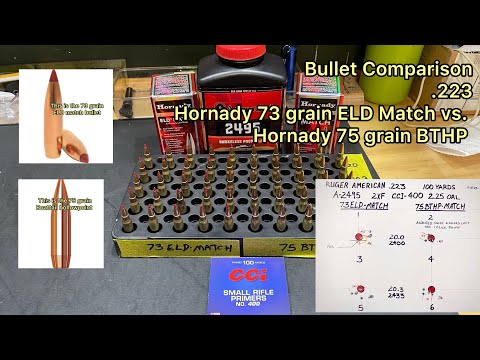 Bullet Comparison .223 Hornady 73 gr. ELD Match vs. Hornady 75 gr. BTHP
