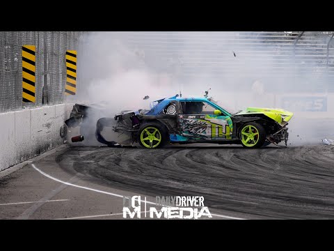 WILD Formula Drift Long Beach CRASH - Rudy Hansen - Odi Bakchis