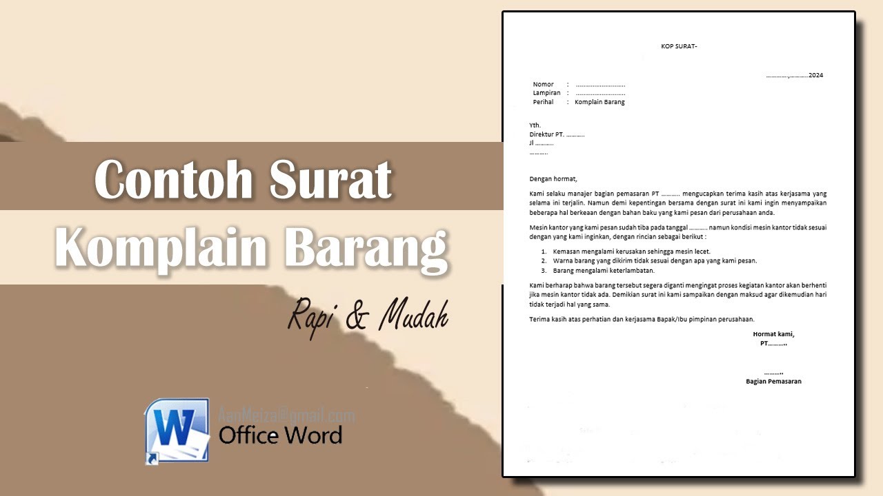Contoh Surat Komplain Barang